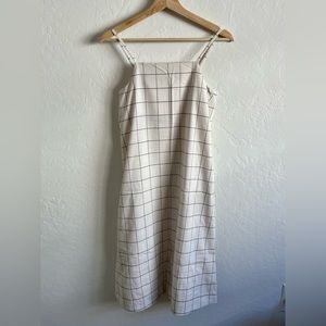 Oak + Fort Midi White Checkered Dress